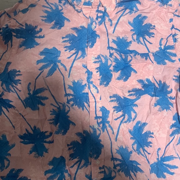 Pink and Blue Palm Tree Beach Button-Up Shirt (NEVER WORN) - Picture 2 of 2